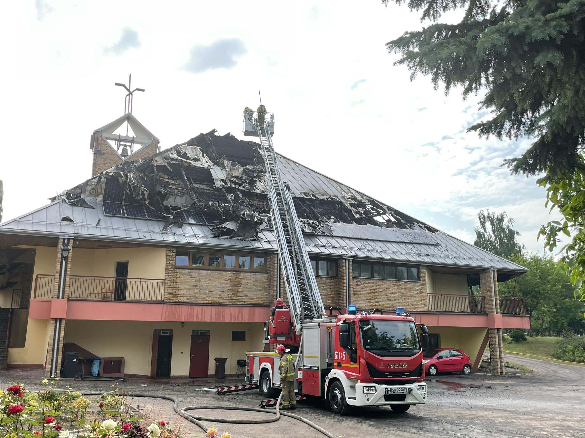 Pożar kościoła pw. św. Floriana w Sosnowcu Zagórzu