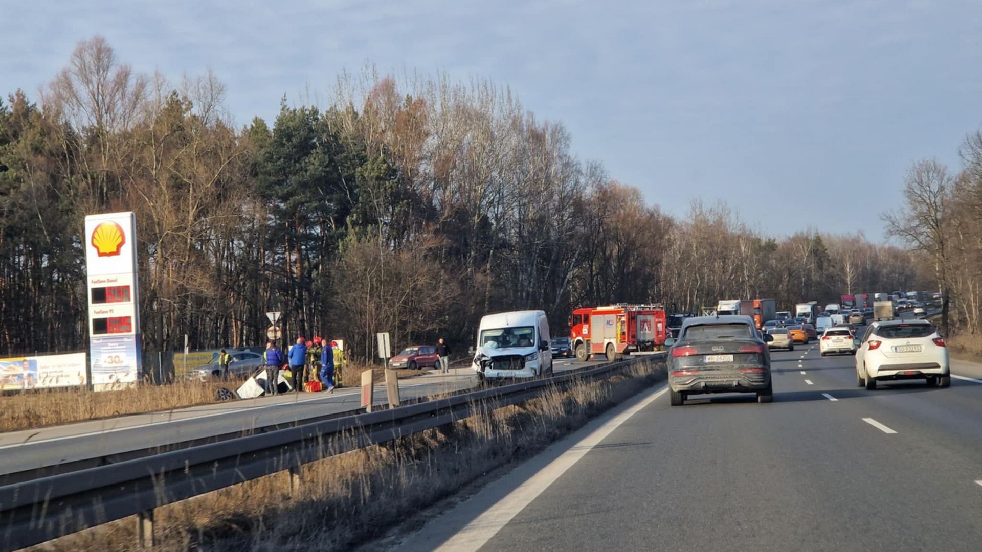 Sosnowiec. Wypadek na 538 km drogi S1. 21 lutego 2025 roku.